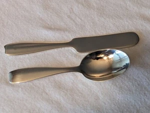 Tiffany & Co Cordis Sterling Silver 2 Piece Baby Set Spoon & Knife - No Monogram - Picture 1 of 3