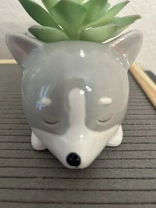 Dog Shaped Planter with Faux Succulents Plants Resin Flower Pot - Picture 1 of 24