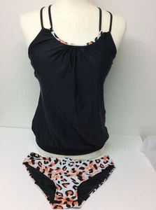 Womens Summer Beachwear Double Up 2 Pcs Tankini Top w Bikini Bottom Swimwear S - Picture 1 of 7