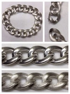 Pulsera blindada plana ovalada 835 plata mate y lisa pulsera de plata 18,8 cm - Imagen 1 de 1