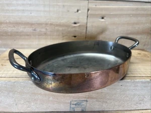 BOURGEAT Copper Cookware 8x5-1/2” Ovale Gratin Pan With Handles made In FRANCE - Picture 1 of 9
