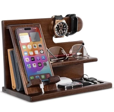 TESLYAR - ESTACIÓN DE ACOPLAMIENTO DE TELÉFONO DE MADERA MACIZA - Organizador Marrón TESLYAR PP0006 Foto 1 de 4