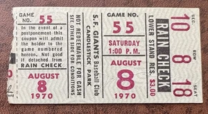 RARE 1970 SF Giants Ticket Stub 8/8/70 v. Houston Astros Willie Mays McCovey - Bild 1 von 5