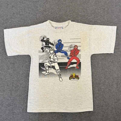 Vintage Power Rangers Shirt Youth Large Gray 90s Mighty Morphin Tee Saban 1995 - Image 1 of 4