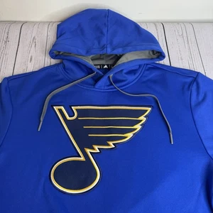 Adidas St. Louis Blues Hoodie Mens Medium Blue NHL Climawarm Sweatshirt - Picture 1 of 10