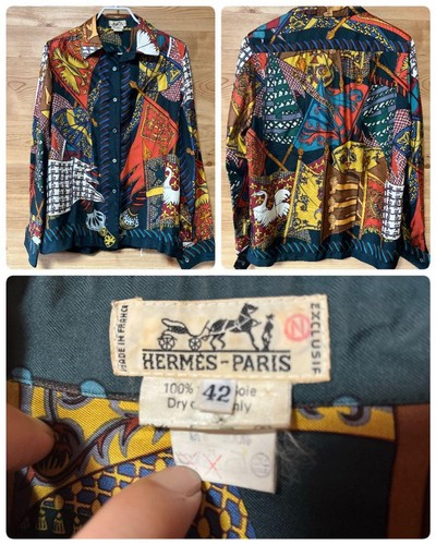 HERMÈS Camicia manica lunga in seta HERMES modello all over taglia:L usata