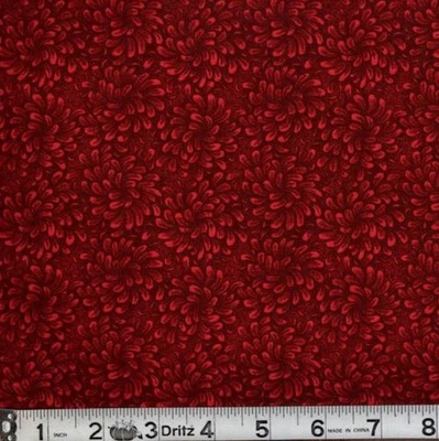 Petal Flow Tonal Burgundy Floral Fabric - Remnant, Scrap 10" x 45" - Image 1 of 2