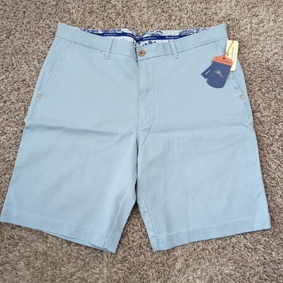Tommy Bahama Shorts Men’s 38 Teal Bedford & Sons Flat Front Cotton Stretch 10" - Image 1 of 4