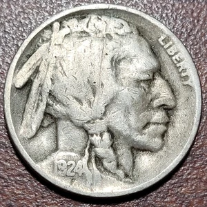 Moneda cabeza india 5c Búfalo 1924-D níquel fino/en muy buen estado+ mejor fecha - Imagen 1 de 2