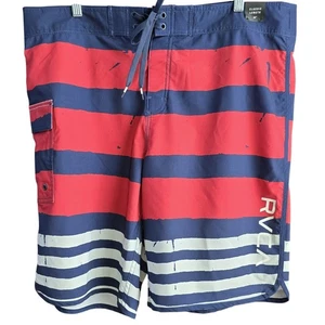 RVCA Eastern Men’s Size 38 Board Short Swim Trunks Performance Red Blue NWT - Picture 1 of 6