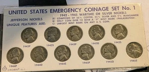 1942-1945 P-D-S Jefferson War Nickel Complete Circulated  - Picture 1 of 2