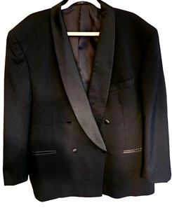 JONES NY HERREN SCHWARZ ZWEIREIHIGER SMOKING 2 TEILER ANZUG GRÖSSE S46 HOSE 39x27 - Bild 1 von 12