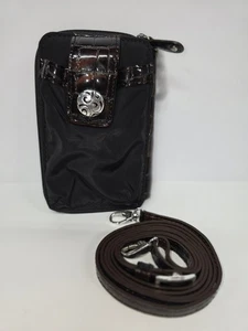 Brighton schwarze Leder Geldbörse-Geldbörse Tasche Crossbody silberfarbene Metallbeschläge - Bild 1 von 11