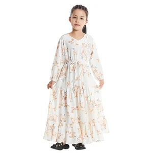 Muslim Girls Abaya Kids kaftan Islamic Kaftan Children Long Dress Robe Gown Arab - Picture 1 of 54