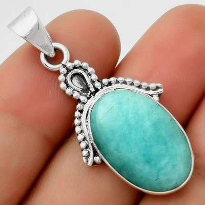 Natural Paraiba Amazonite 925 Sterling Silver Pendant Jewelry P-1092 - Image 1 of 4