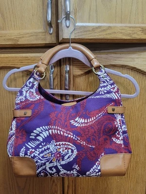 Cartera Hobo Floral Paisley Multicolor Asas de Cuero e Parte Inferior de Talbots. Foto 1 de 4