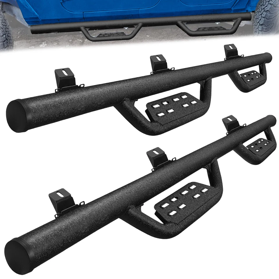For 2007-2018 Jeep Wrangler JK 4 Door Nerf Bars Running Boards Side Step - Image 1 of 4