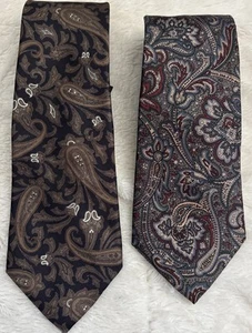 2 Vintage Christian Dior Men's Tie's Designer Necktie Paisley Print - Picture 1 of 9