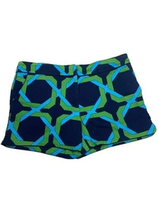 Kenar Women's Shorts Sz 12 Green Blue Geometric Classic Summer Resort Vacation - Picture 1 of 12