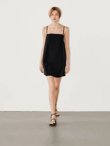 Massimo Dutti NWT Black Dress Size Medium TECHNICAL STRAPPY MINI DRESS Straight - Picture 1 of 8