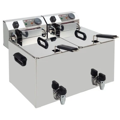 Elektro Fritteuse Friteuse Fritöse 2 Becken á 10L 560 x 450 x 320 mm Gastlando - Bild 1 von 2