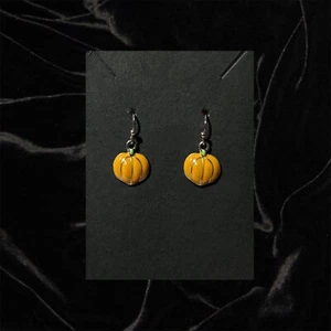 Orange Pumpkin Earrings - Small - Cute - Fall - Halloween  - Picture 1 of 2