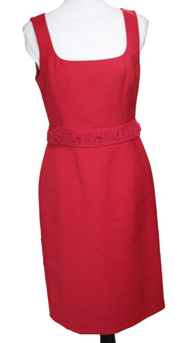 Tory Burch Mini Abito Scollo Quadrato Donna Taglia 6 Rosso Floreale Vita PRIMAVERA ESTATE