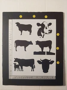 Cow Cows Country Farm Animals 8.5" x 11" Custom Stencil FAST FREE SHIPPING - Picture 1 of 2