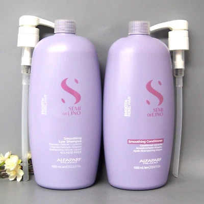 W/ PUMPS Alfaparf Semi Di Lino Smoothing Shampoo & Conditioner 33.8oz / 1000ml - Image 1 of 4