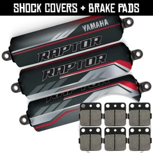 Front+Rear G Red Shock Covers+Brake Pads for Yamaha Raptor 350[04-13] 660[01-05] - Picture 1 of 10