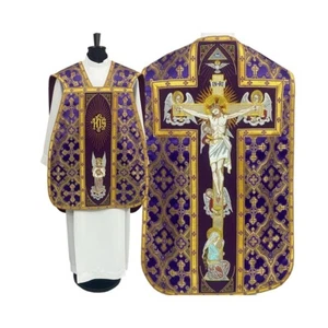 Roman Style CHASUBLE, embroidered vestment,Stole Chalice Veil Maniple Burse Silk - Picture 1 of 5