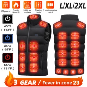 NEW Electric USB Heated Vest Jacket With Battery Men Women Heating Thermal Coat - Picture 1 of 17