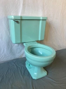 Vtg Mid Century Aqua Blue Green Porcelain Toilet Old Bath Rheem Richmond 56-25E - Picture 1 of 10