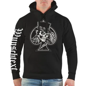 Kapuzenpullover WUNSCHTEXT Alte Schule Rockn Roll Totenkopf Motiv skull biker  - Bild 1 von 2