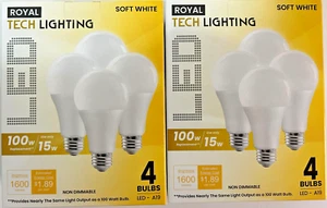 100 w Soft White 8 LED light Standard Replacement bulbs use 15 w A19 1600 Lumens - Picture 1 of 7