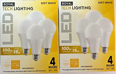 100 w Soft White 8 LED light Standard Replacement bulbs use 15 w A19 1600 Lumens - Image 1 of 4