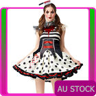 Ladies Creepy Clown Circus Costume Halloween Evil Girls Horror Scary Fancy Dress