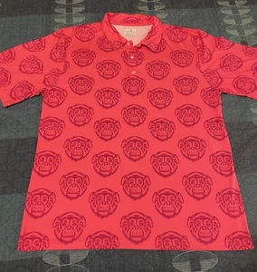 Obnoxious Golf Polo Shirt Mens Size XL Pullover Stretch Casual Pink Monkeys Red - Bild 1 von 10