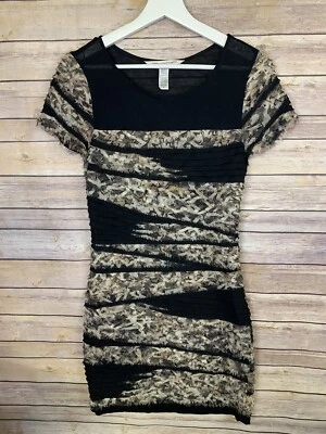 Diane Von Furstenberg Small Bodycon Dress Raw Hem Stripes Black Silk Blend Sheer - Image 1 of 4