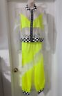 Race Car Driver Costume,Rave Wear Checkered, Organza 2pc  Women’s LARGE 