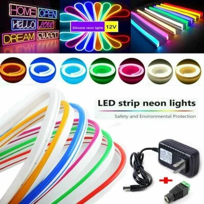 12V Flexible LED Strip Waterproof Sign Neon Lights Silicone Tube Outdoor power - Image 1 of 4