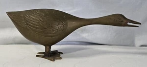 VTG Brass Goose Bird Paperweight Figurine Letter Business Card Holder MCM 8.5” - Picture 1 of 6