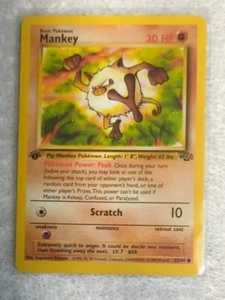Pokémon TCG Mankey Jungle 55/64 Regular 1st Edition Common - Picture 1 of 2