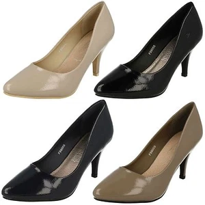 Damas Spot On Patent Court Zapatos del Reino Unido tallas 4-8 F9905 - Imagen 1 de 5