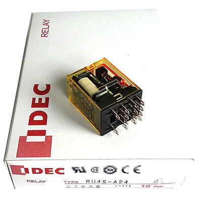 10Pcs/box NEW FOR IDEC Intermediate Relay RU4S-A24 AC24V 6A 14 Feet 4NO4NC - Image 1 of 4