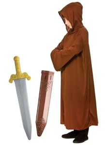 Kids Hooded Robe & Sword Set Hobbit Mythical Lord Costume Childs Book Day Fancy - Picture 1 of 1