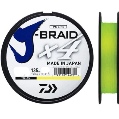 TRECCIATO DAIWA J-BRAID X4 135 mt YELLOW FILO PESCA