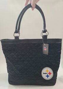 NFL STEELERS Black Quilted TOTE BAG Purse By ProFANity Little Earth Football Fan