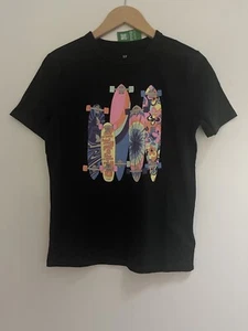 Gap Kids Boys Colorful Skateboards 100% Organic Cotton Everyday T-Shirt Black XL - Picture 1 of 4