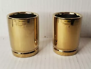 2 Bullet Shot Glasses .50 Cal Gun Novelty ceramic gold/brass colored  - Picture 1 of 3